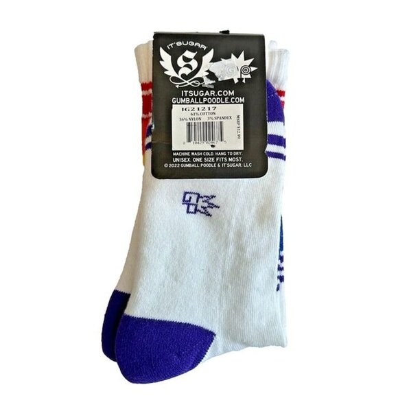 NWT It's Sugar Rainbow Sorry I Can't I'm Gay LGBTQIA Pride Striped Crew Socks - Picture 2 of 2